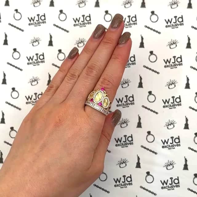 14K Yellow Gold 1.90CTW CZ & Ruby Royal Crown Cocktail Ring