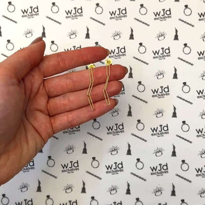 14K Yellow Gold Long Lungo Paperclip Drop Earrings 39mm