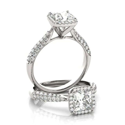 1 CT. TW Lab-Grown Diamonds 18K Real Gold White Princess Cut Engagement Ring