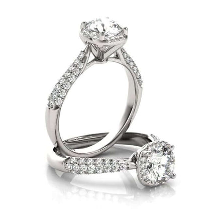 1.25CTW Lab-Grown Diamond Round 18K White Gold Multi Row Halo Engagement Ring