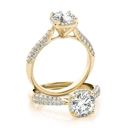 1.25CTW Real Diamonds & Moissanite 18K Gold Yellow Round Halo Engagement Ring