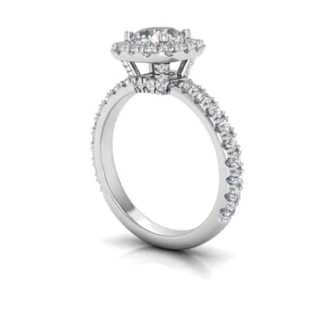 1.85CT T.W Lab - Grown Diamonds 18K White Gold Halo Engagement Ring - WJD Exclusives