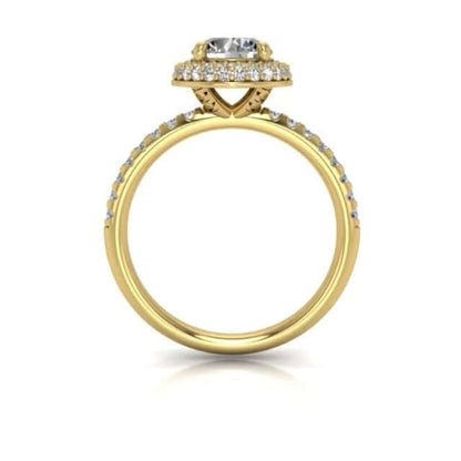 1.44CT TW Real Diamonds And Moissanite 18K Yellow Gold Halo Engagement Ring