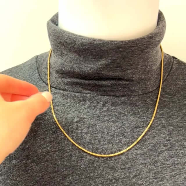 Solid 18K Yellow Gold Over Silver 1.7mm Round Box Chain Necklace 16"-24"