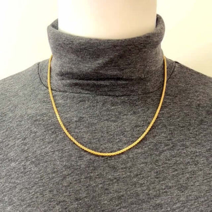 18K Yellow Gold Over Silver 2.5mm Solid Round Box Chain Necklace 16"-24"