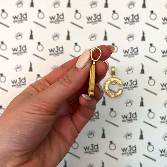 1.1CTW Natural Diamond Baguette 14K Yellow Gold Initial Letter Pendant 1.5" - WJD Exclusives