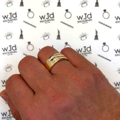 1.10CTW Real Diamond 14K Gold Yellow 2 Row Channel Set 9mm Wedding Band Ring