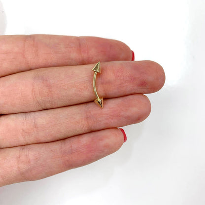 14K Real Gold White 4mm Spike Barbell Bar Piercing 16G Eyebrow Ring
