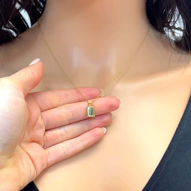 14K Yellow Gold 1.5mm Cable Lock 0.55" Adjustable 16"-18" Necklace