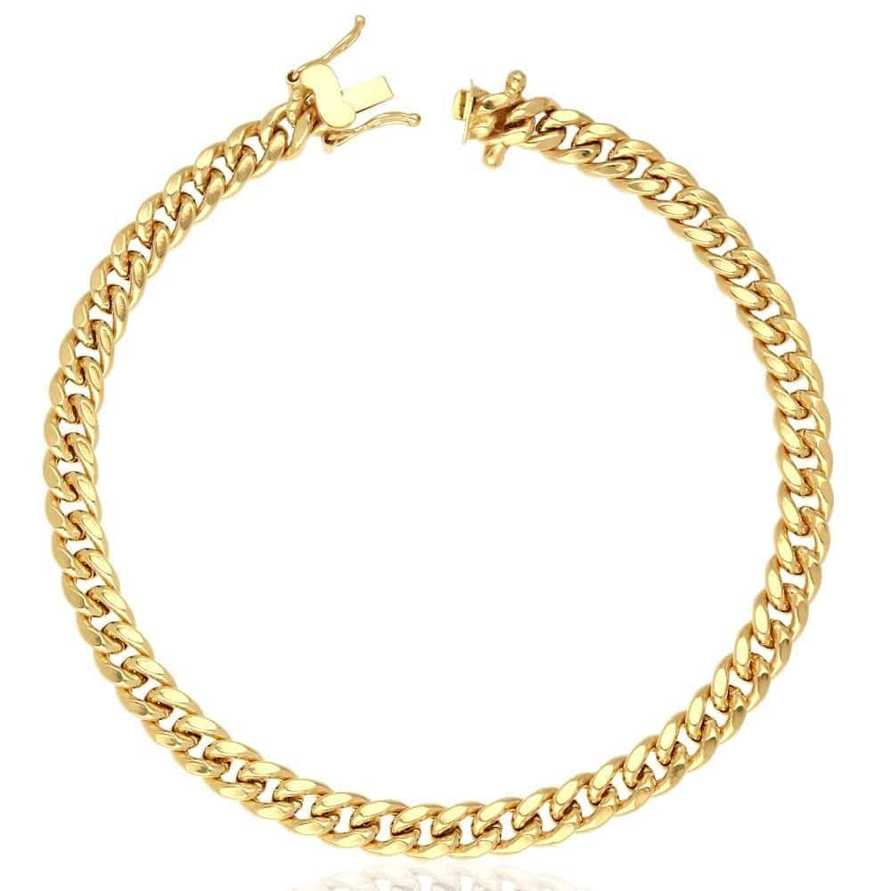 10K Yellow Gold 6.2mm Hollow Miami Cuban Bracelet 8.5"