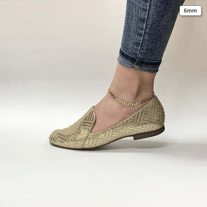 10K Yellow Gold 2mm-6mm Anchor Mariner Anklet (Solid Links) 10"