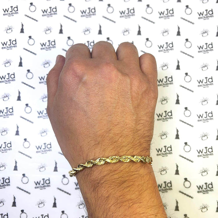 10K Yellow Gold 3mm-7.5mm Diamond-Cut Rope Bracelet (Solid Links) 8.5"