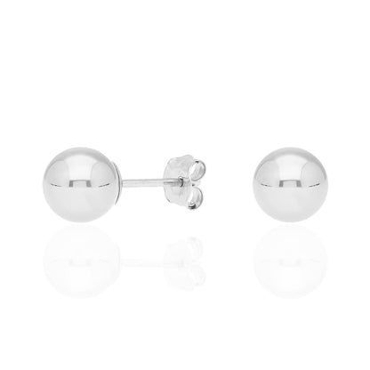 14k White Gold Ball Push Back Stud Earrings 3mm-10mm