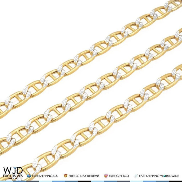 10K Yellow Gold 6mm Diamond-Cut Marine Anchor Chain (Hollow) 24"