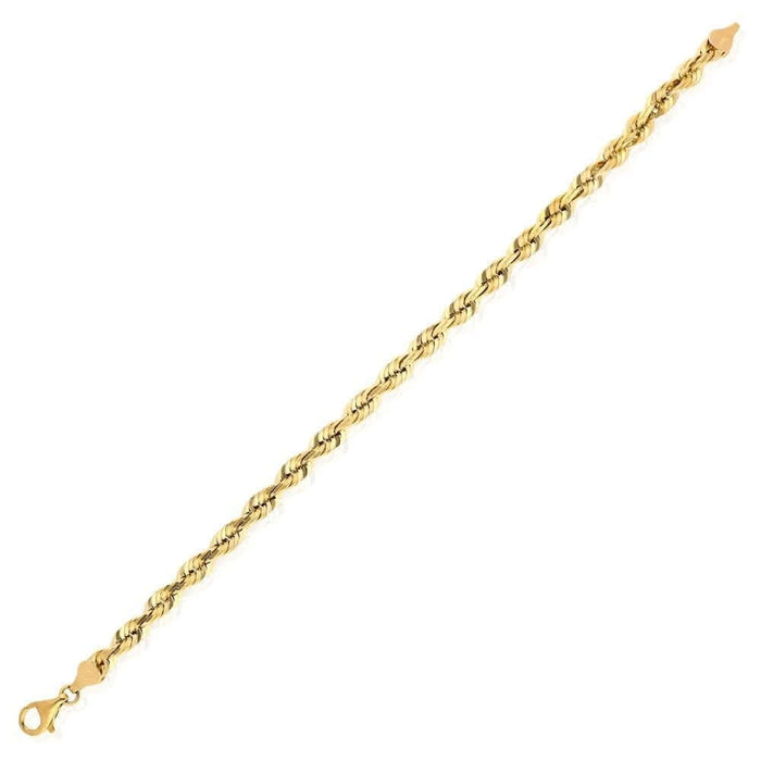 14K Yellow Gold Diamond-Cut 3mm-8mm Rope Bracelet (Solid Links) 8.5"