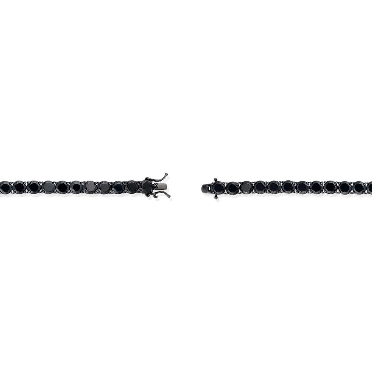 Black Plated Sterling Silver 6mm Black CZ Tennis Bracelet 8"