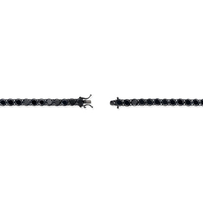 925 Black Plated Sterling Silver 6mm Black Cubic Zirconia Tennis Bracelet 8"