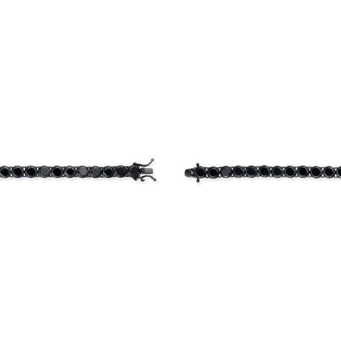 Black Plated Sterling Silver 6mm Black CZ Tennis Bracelet 8"