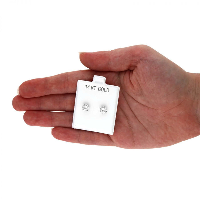 14k White Gold CZ Stud Screw Back Earrings 0.10Ct-4Ct