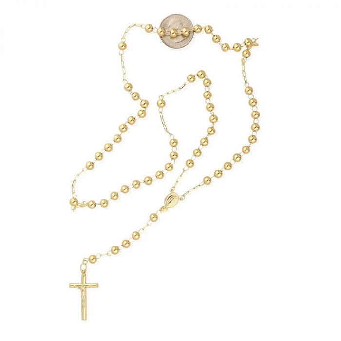 10K Yellow Gold 3mm-7mm Beads Rosary Necklace (Hollow) 26" 30"