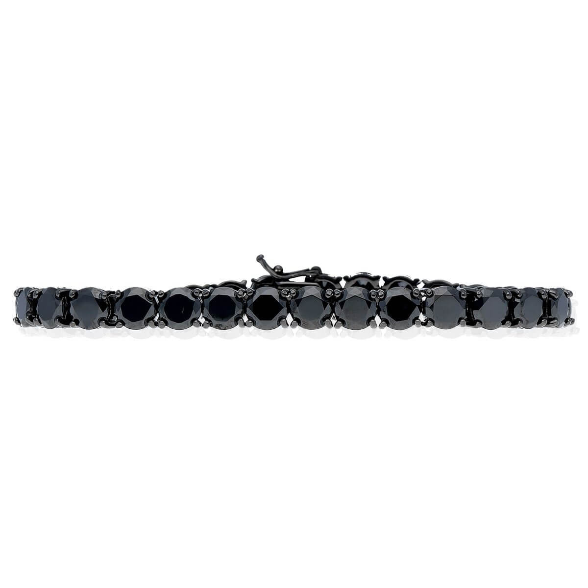 Black Plated Sterling Silver 6mm Black CZ Tennis Bracelet 8"