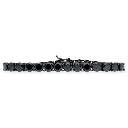 925 Black Plated Sterling Silver 6mm Black Cubic Zirconia Tennis Bracelet 8"