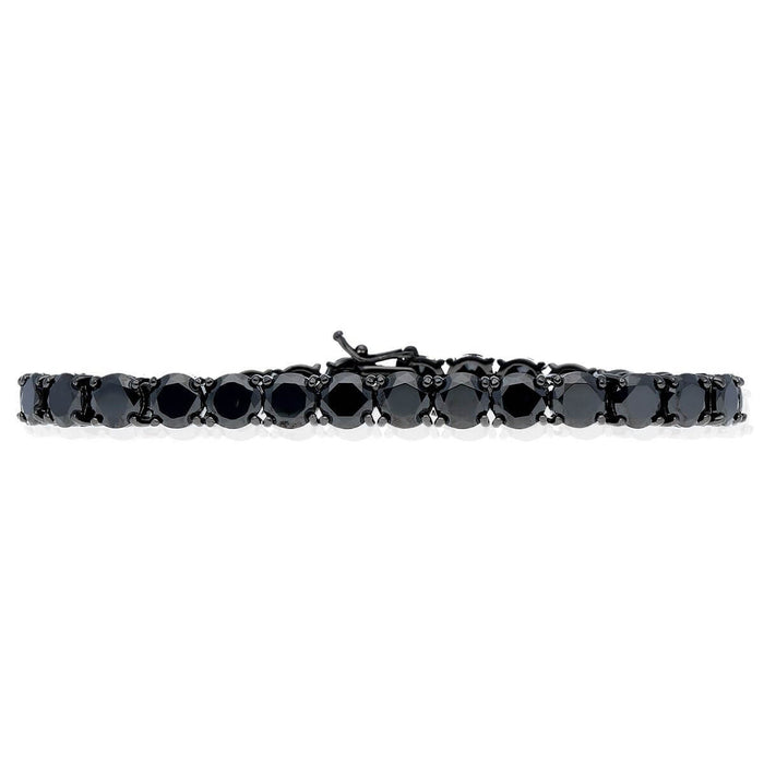 Black Plated Sterling Silver 6mm Black CZ Tennis Bracelet 8"
