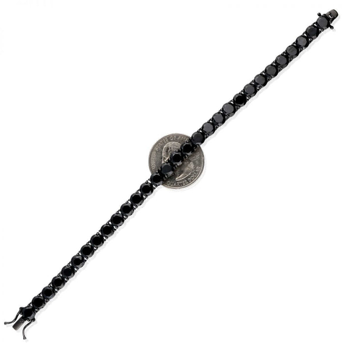 Sterling Silver 3mm 4mm 5mm 6mm Black CZ Tennis Bracelet 7.25"