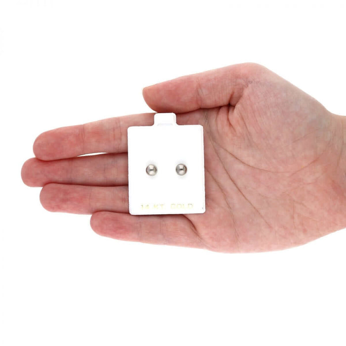 14k White Gold Ball Push Back Stud Earrings 3mm-10mm