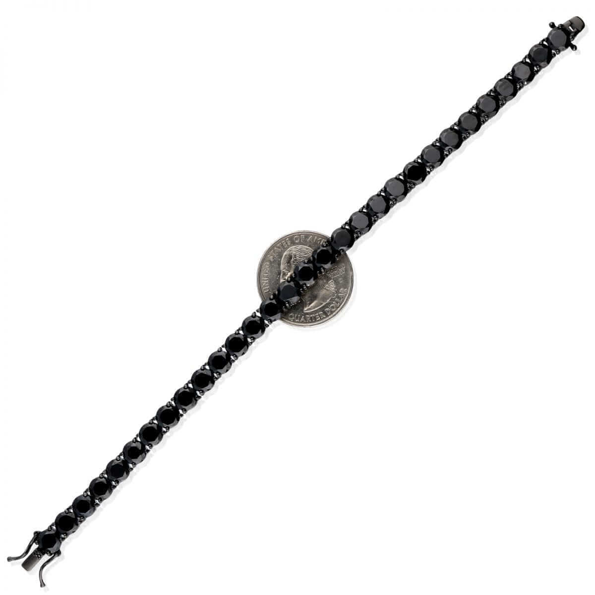 Black Plated Sterling Silver 6mm Black CZ Tennis Bracelet 8"