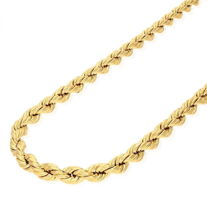 10K Solid Gold Rope Chain Necklace: Diamond Cut, 1.5mm-5mm - Israel 10K Solid Gold Rope Chain Necklace: Diamond Cut, 1.5mm-5mm - Israel