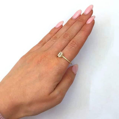 1.25CTW Lab-Grown Diamond Emerald-Cut 18K Gold Hidden Halo Engagement Ring
