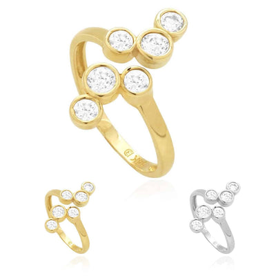 14K Yellow Gold White Midi Knuckle Round Bezel Simulated White Diamond Ring 1Ct