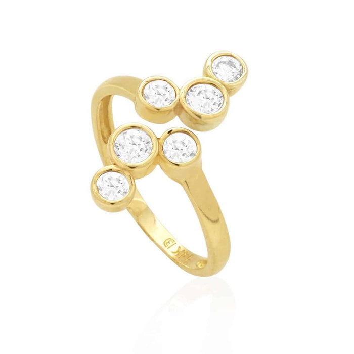 14K Yellow Gold White Midi Knuckle Round Bezel Simulated White Diamond Ring 1Ct