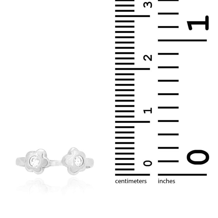 14K Yellow Gold White Midi Knuckle Simulated White Diamond Flower Ring 0.10Ct