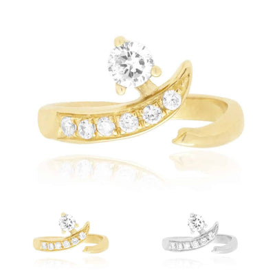 14K White Gold 0.50CTW CZ Fancy Midi Knuckle Ring