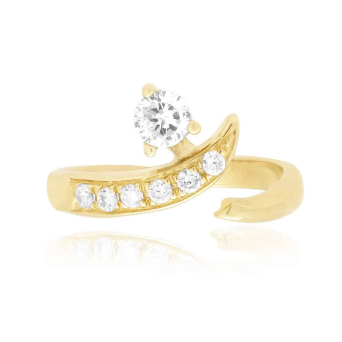 14K White Gold 0.50CTW CZ Fancy Midi Knuckle Ring