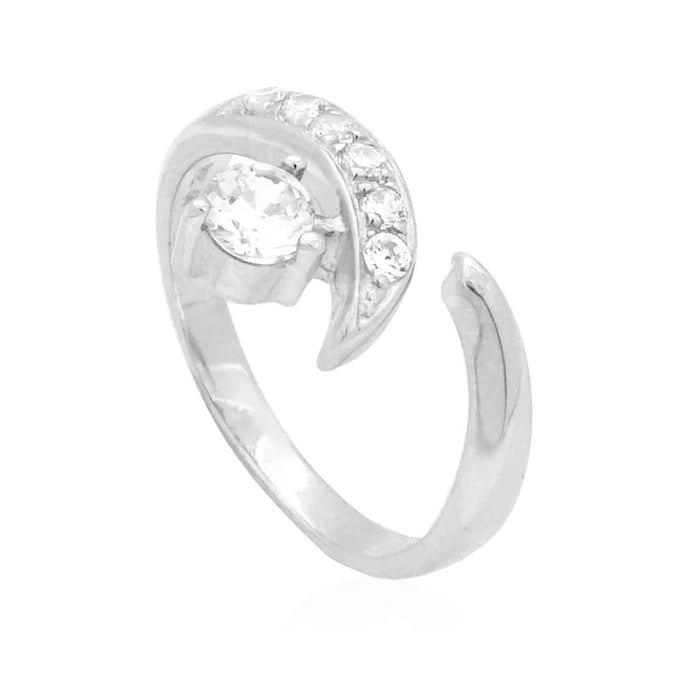 14K White Gold 0.50CTW CZ Fancy Midi Knuckle Ring