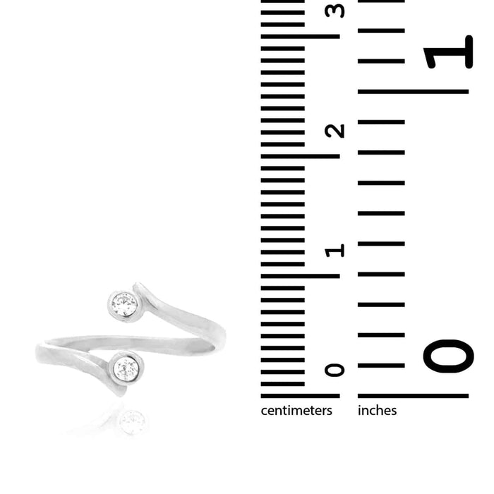 14K Yellow Gold White Midi Knuckle Bezel Set Simulated White Diamond Ring 0.14Ct