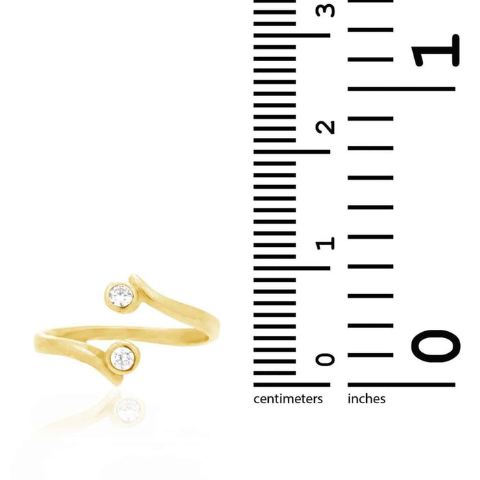 14K Yellow Gold White Midi Knuckle Bezel Set Simulated White Diamond Ring 0.14Ct