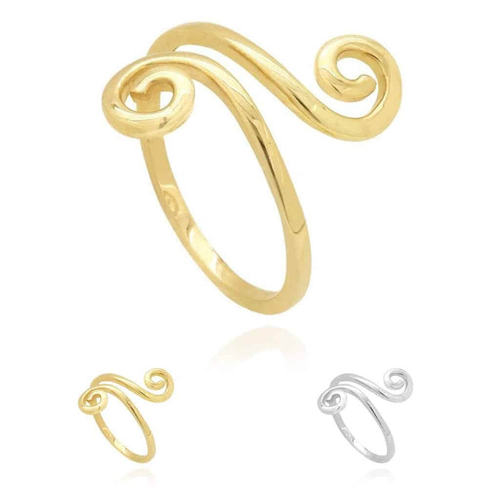 14K Gold Yellow White Fancy Swirl Midi Knuckle Ring
