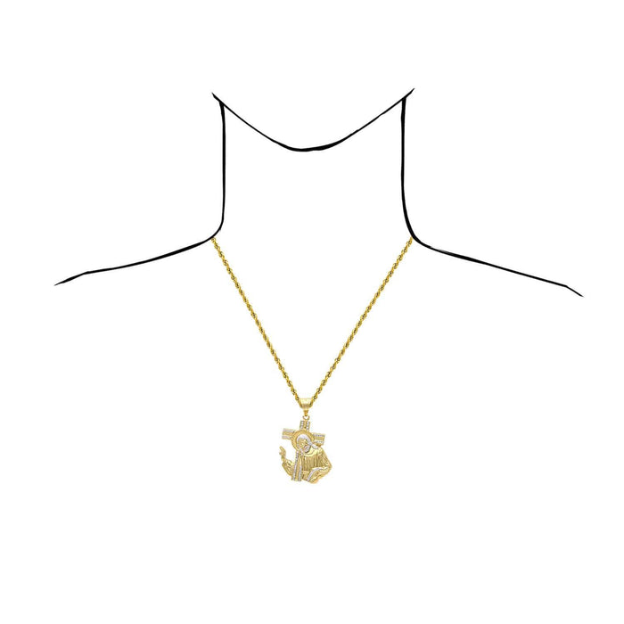 10K Gold Jesus Carrying Cross Pendant 1.6"-2.8"