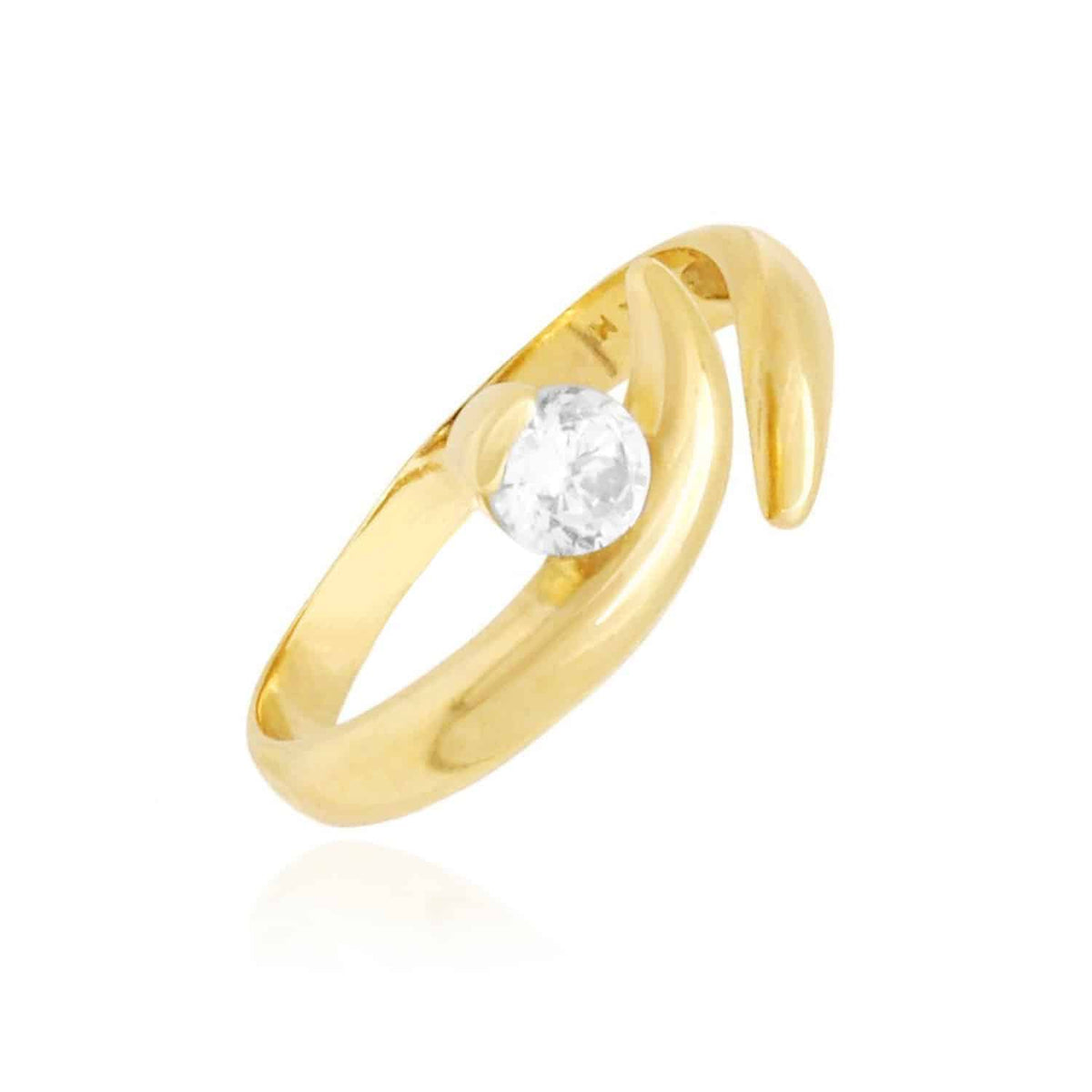 14K Yellow Gold White Simulated White Diamond Fancy Midi Knuckle Ring 0.20Ct