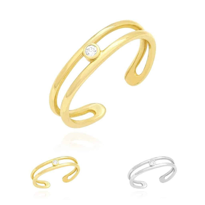0.05CTW CZ 14K Yellow Gold White Bezel Fancy Toe Ring