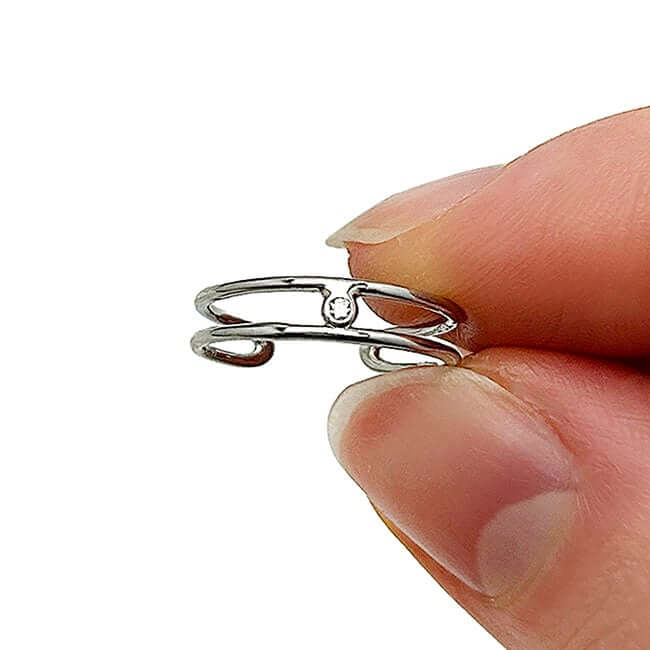 0.05CTW CZ 14K Yellow Gold White Bezel Fancy Toe Ring