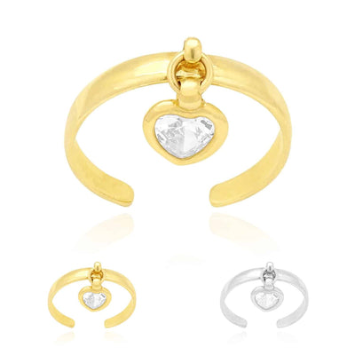 14K Yellow Gold & White Dangle Bezel Set Shaped CZ Toe Ring
