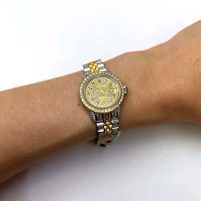 Rolex Datejust Custom Diamond Pave 69173 Jubilee Band Diamond Dial Bezel 26mm Watch - WJD Exclusives