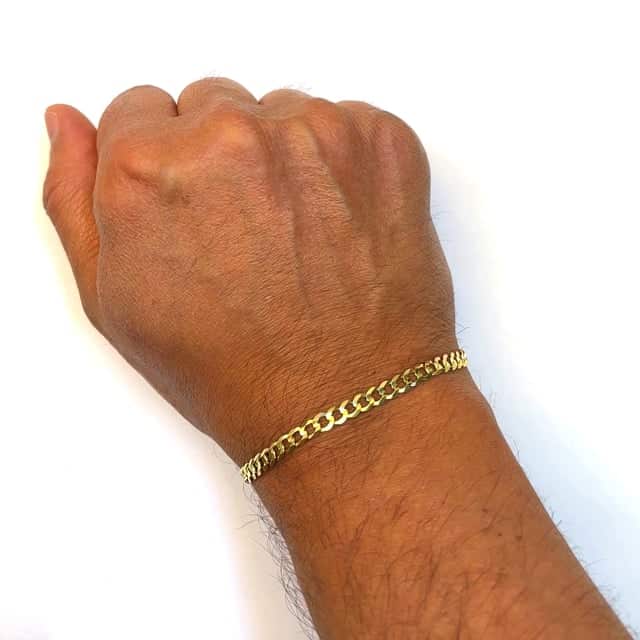 14K Yellow Gold 4.7mm Cuban Curb Bracelet (Solid Links) 8.5" - WJD Exclusives
