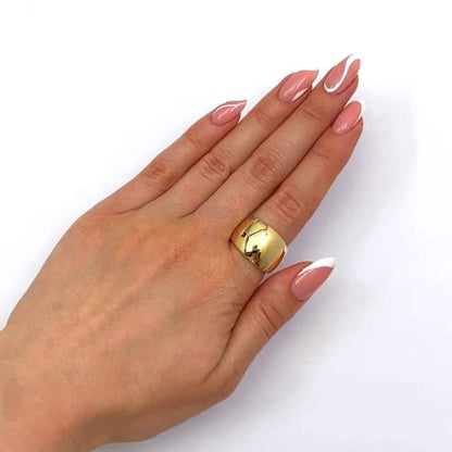 14K Yellow Gold 14mm Dome Ring