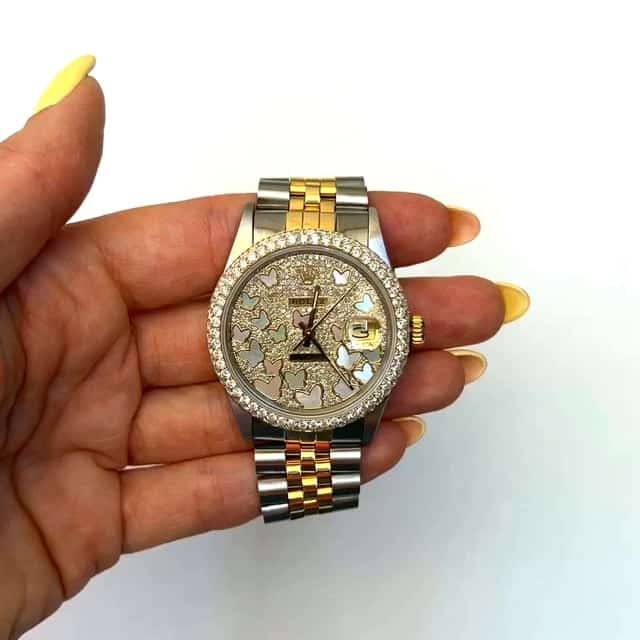 Rolex Datejust Jubilee Band Custom Diamond Bezel MOP Butterfly Dial 36mm Watch - WJD Exclusives